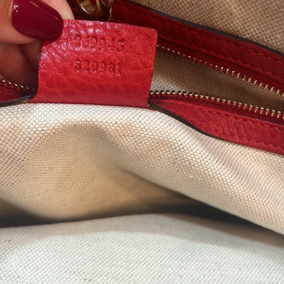 GUCCI BELLA TOTE BAG MONOGRAM CANVAS W/ RED LEATHER TRIM 100% AUTH. With wallet - Picture 6 of 12